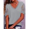 Women's T-shirt with Lace Stitching Loose V-neck Short Sleeved T-Shirts Women’s