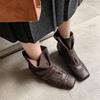 Осень и зима женская кожаная модная резиновая подошва квадратный носок универсальные кожаные ботинки новые средний каблук коровья кожа рукав низкие ботинки женщины