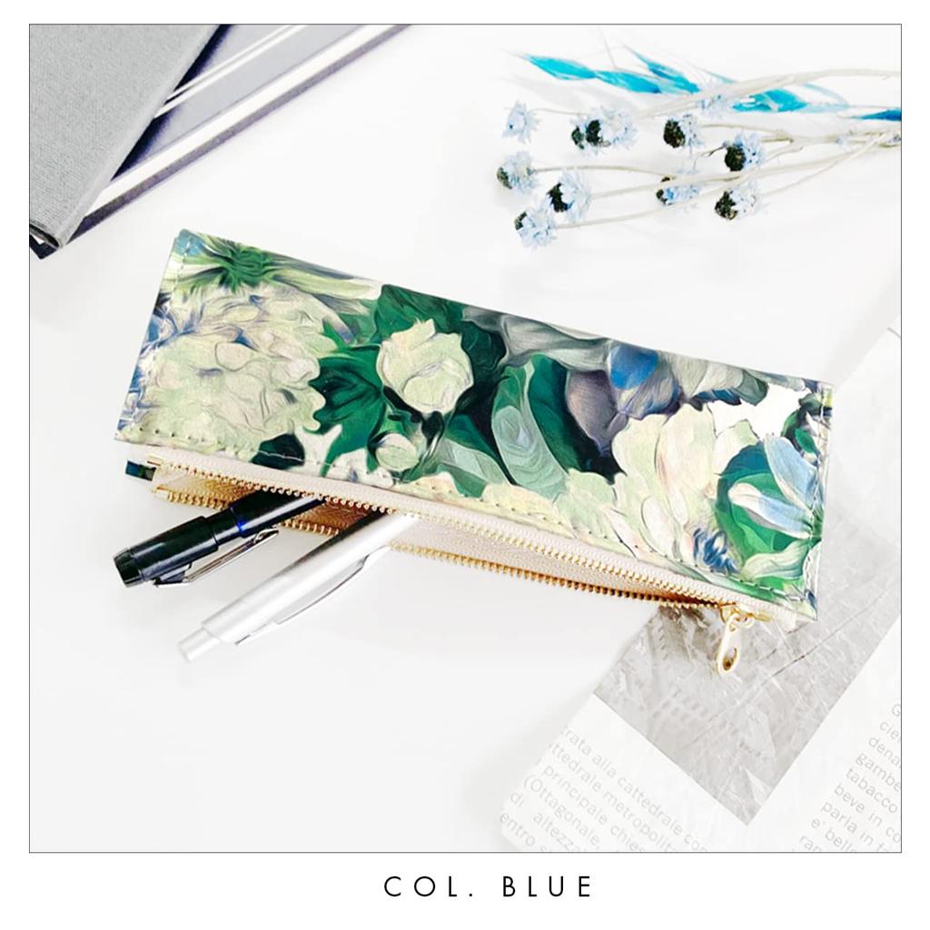 Pencil pencil genuine pen writing made in flower pattern Yellow case, case, leather, leather, holder, stationery, implements, compact, slim, Italy,