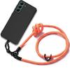 Cord Case for Samsung Galaxy S22 Lightweight Black TPU with Detachable Sturdy Orange Cord