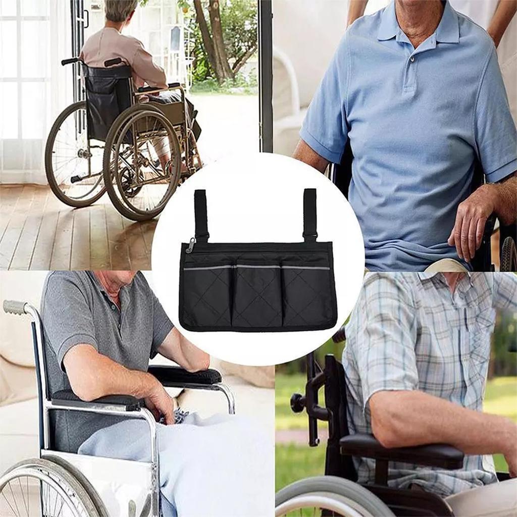 Wheelchair Armrest Side Storage Bag Waterproof Wheelchair Armrest Pouch For Most Walking Wheels And Mobile Equipment Accessories