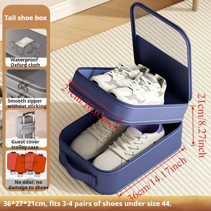 Travel Shoe Organizer Bag Portable 3 Layers Storage Pouch Luggage Accessory for Outdoor Trips Dustproof Space-Saving Shoe Bag