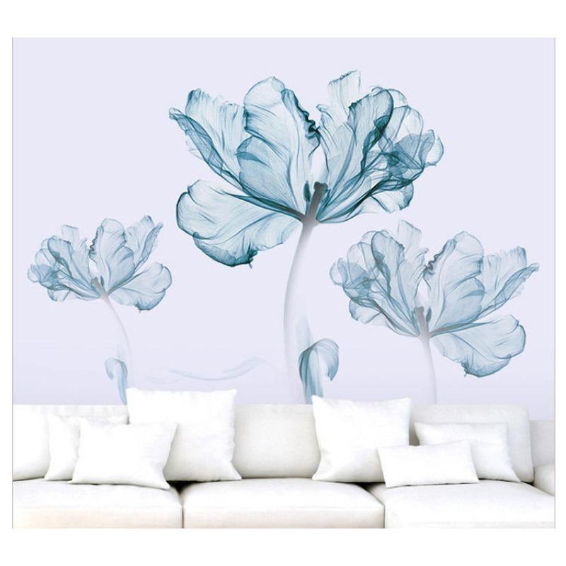 DIY Фиолетовый Лаванда Гостиная Наклейки На Стены Декор Самоклеящиеся Цветы Бабочки Наклейки На Стены Фреска Спальня Украшения Дома