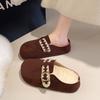 Retro inner heightening bag head slippers women's new small casual velvet thermal cotton slippers
