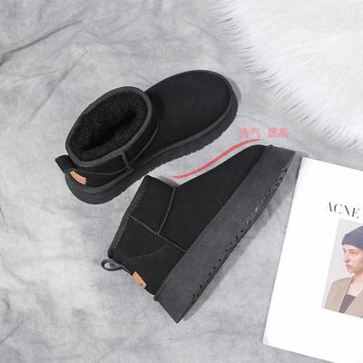 Женские зимние сапоги 2025 новые сапоги, утолщенная подошва для увеличения роста, снежные хлопковые туфли, зимние теплые и бархатные водонепроницаемые туфли-хлебцы