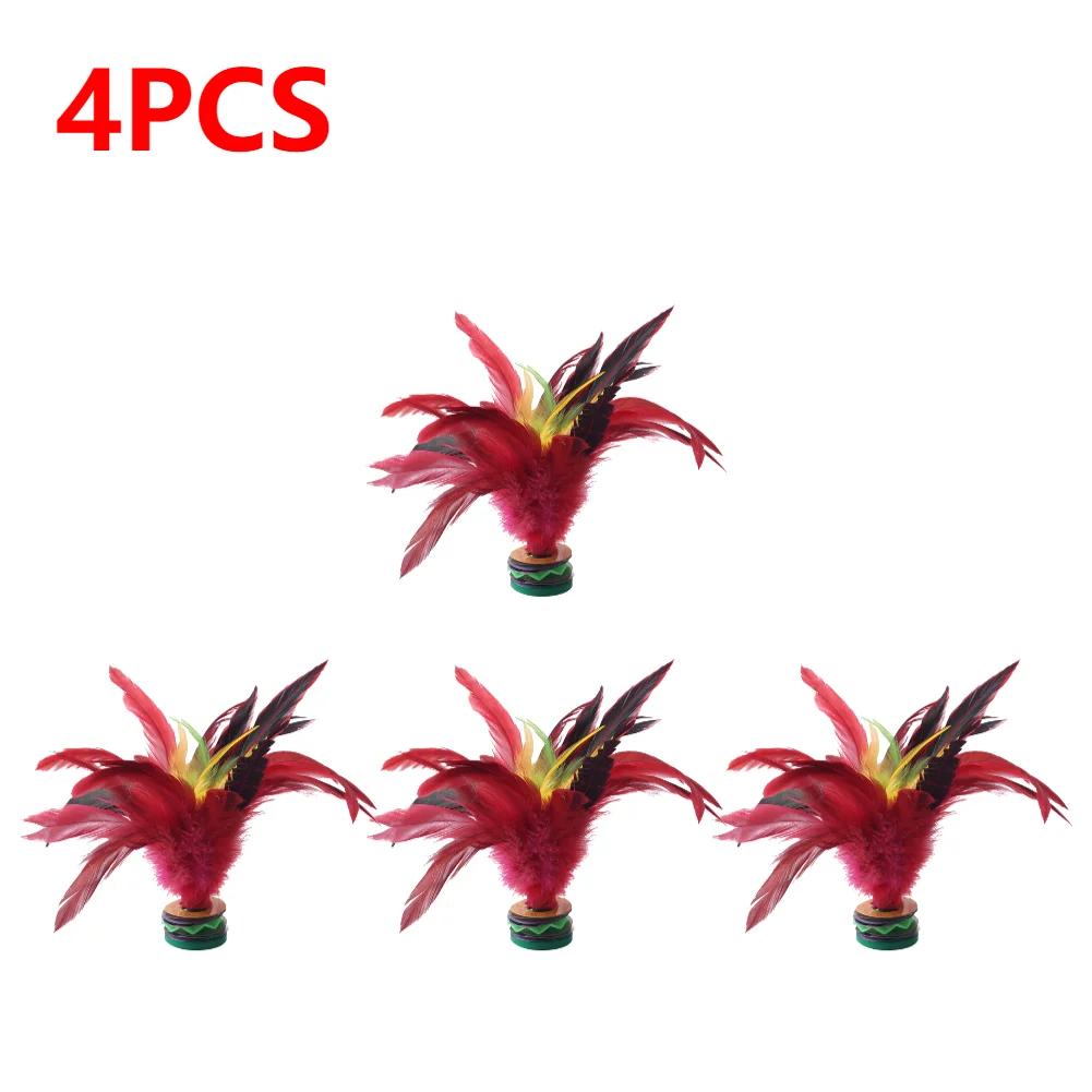 1-10pcs 20cm Feather Jianzi Colorful Feathers Shuttlecock Portable Foot Kick Handwheel Feather Shuttlecock Fitness Entertainment