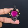 Рубиновый кулон Ювелирные изделия из драгоценных камней, Кулон ручной работы, обернутый медной проволокой 999 пробы, Ювелирные изделия новейшего дизайна