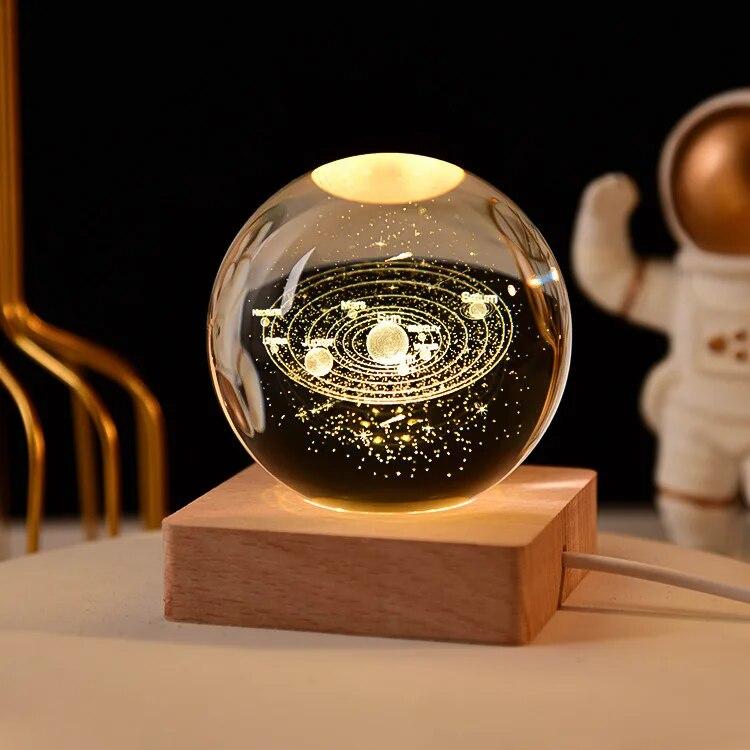 Декоративная лампа на День святого Валентина, 3D хрустальный шар, светящийся светодиодный ночник, декор для спальни, ночник с галактикой и луной, подарок для пары детей