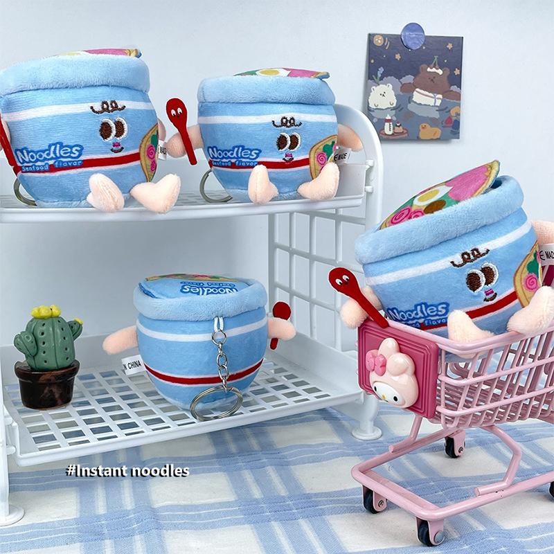 Творческая имитация миска для лапши быстрого приготовления, плюшевый брелок, милая мультяшная кукла, школьная сумка, подвеска, держатель для ключей от машины, подарки