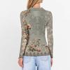 Women's Fashion Casual Print V-Neck Long Sleeve Button-Down Top