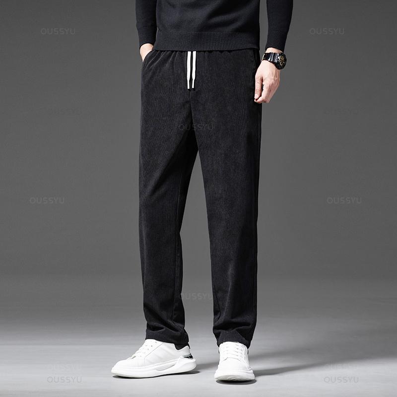 Четыре сезона вельветовые брюки мужские с завязками на резинке на талии деловые свободные прямые корейские повседневные брюки мужские большие размеры M-5XL