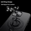For iPhone 13 Case Compatible with MagSafe Kickstand Carbon Fiber Texture PC+TPU Back Cover with Silicone Ring