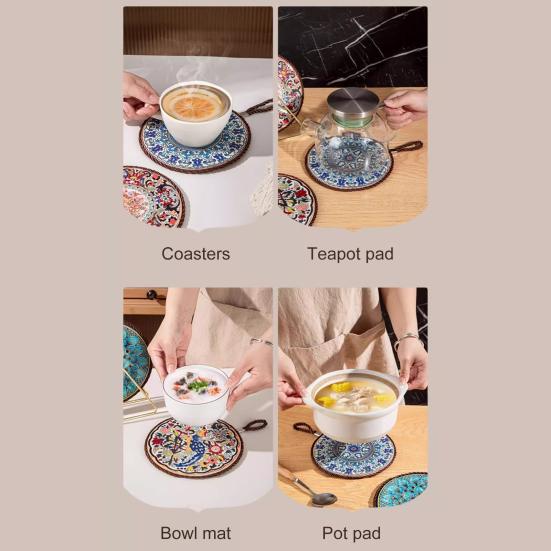 Керамические подставки Теплоизоляционный коврик для кухни Обеденный стол Защита от ожогов Пробковое дно