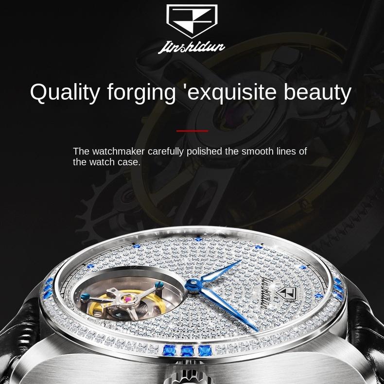 JINSHIDUN Брендовые часы Tourbillon Brick Механические часы Модные трендовые мужские часы