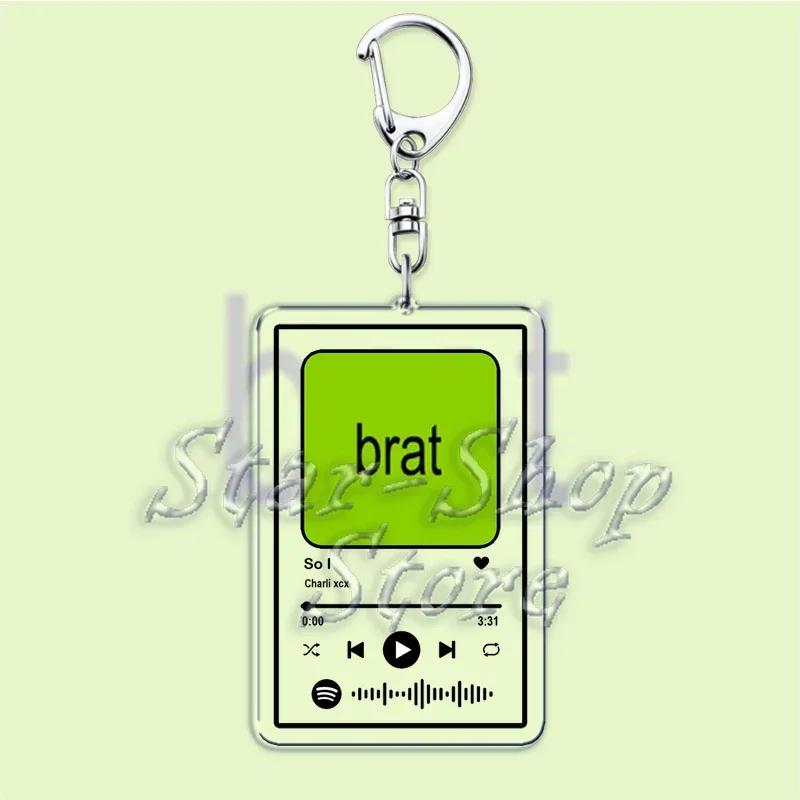 Музыка Charli XCX Альбом Brat Брелоки Горячие Песни Плейлист Подвеска Брелок для Аксессуаров Сумка Кольцо Брелок Украшения Подарки для Фанатов