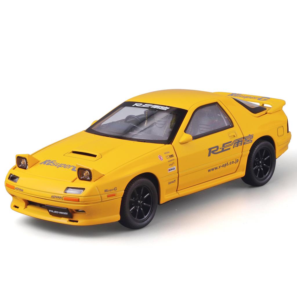 1/24 Mazda RX7 Alloy Sports Car Model Diecasts Metal Toy Racing Vehicles Car Model Simulation Sound and Light Childrens Toy Gift