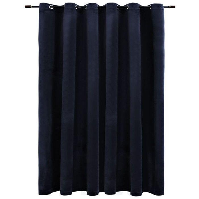 Rideau occultant - vidaXL - Velours Noir - 290x245 cm - Œillets métalliques - Lavable