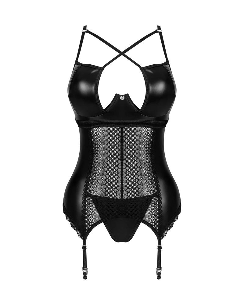 Obsessive - Sexy Corset with Garters and Thong Norides Black XS/S