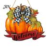 Thanksgiving Pumpkin Decoration Fall Welcome Sign, Door Hanger, Wooden Decor Weather-resistant Sign Hanging Porch for Autumn Harvest Farmhouse