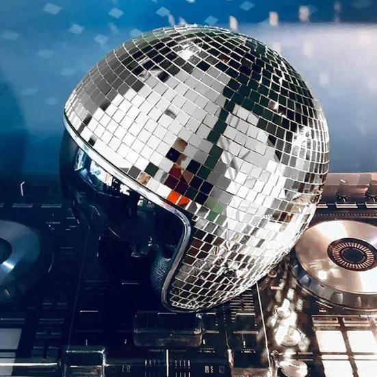 Шлем для дискотечного шара с выдвижным козырьком, регулируемым ремешком на подбородке, блестящей зеркальной шляпой для дискотечного шара, светоотражающим шлемом для взрослых с декоративными дискотечными плитками