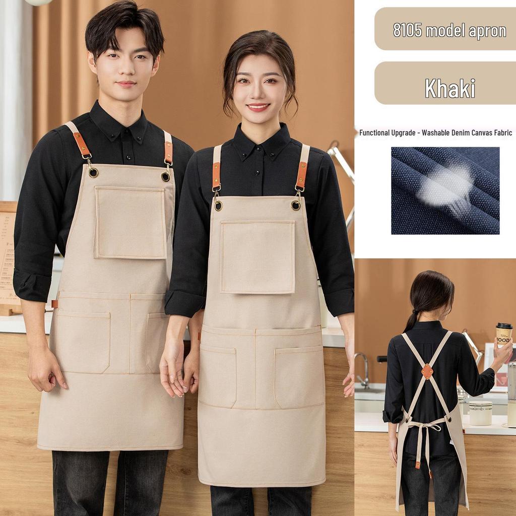 Premium Waterproof Canvas Apron for Catering, Baristas, Baking, Milk Tea Shops - Custom Logo Workwear