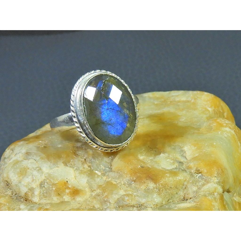 Oval Labradorite Ring US7.5 Solid 925 Sterling Silver Gemstone Handmade Ring MK-85