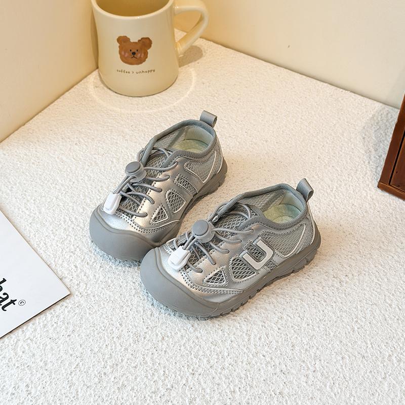 Kids Sports Shoes Mesh Breathable Girls Casual Shoes Pull Rope 2025 New Fashion Children Princess Shoes Non-slip Ins Trend Sweet