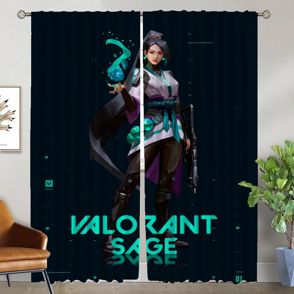 Valorant Оконная Штора для Комнаты 2 Панельные Шторы Детская Комната Хэллоуин Украшения Раздел Домашний Интерьер Шторы Оттенки Гостиная