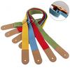 Adjustable Pure Cotton Colorful Ukulele GuitarStrap with Leather Head 4 Colors Optional