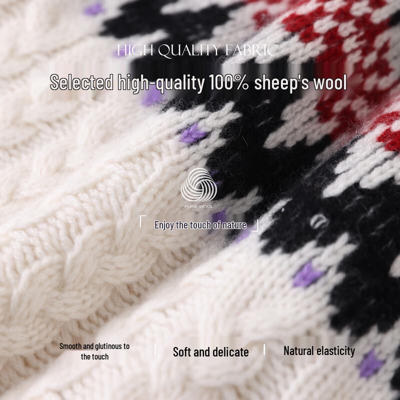 Muzi Women's 100% Pure Wool Pullover Sweater