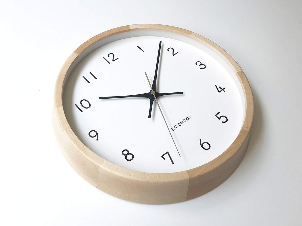KATOMOKU Muku Clock 13 Maple Radio Clock Continuous Second Hand H. km-104HMRC 306mm (radio Clock)