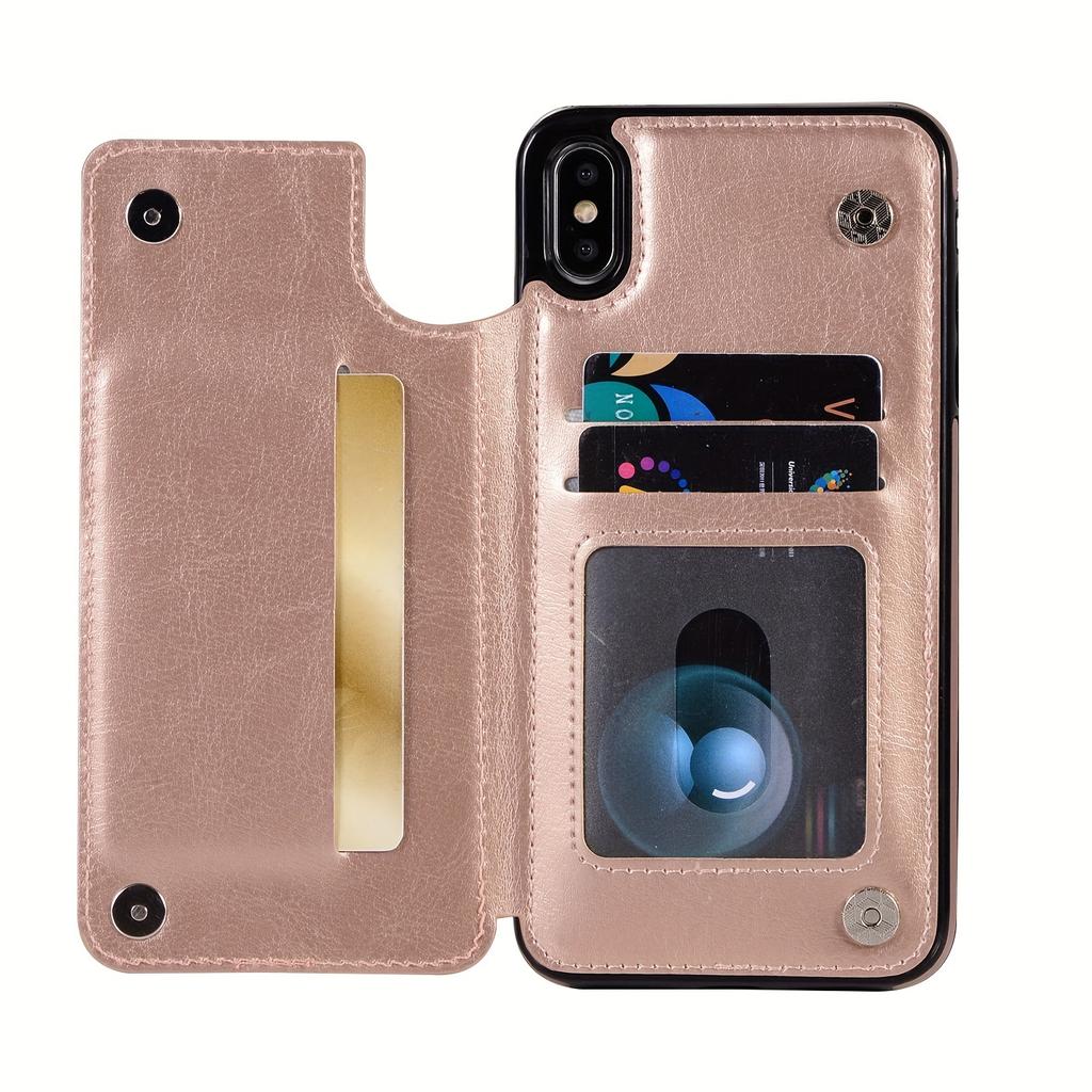 Чехол для телефона-кошелька с держателем для карт, чехол с подставкой для карт из искусственной кожи, двойной магнитной застежкой и прочным противоударным чехлом, для IPhone