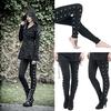 Women Fashion Gothic Lady Side Leggings Black Skinny Pans Trousers