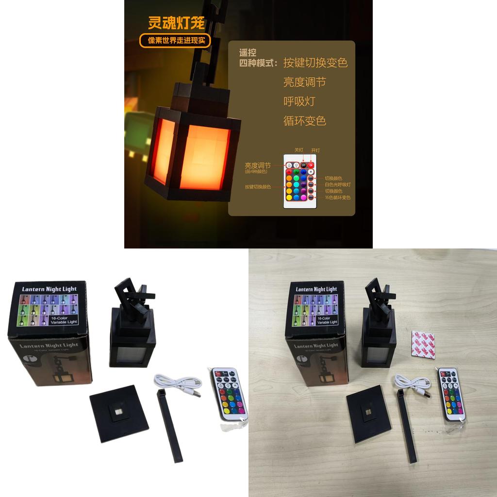 Пиксельная настенная лампа Minecraft RGB LED с пультом дистанционного управления, креативный декор для фанатов игр