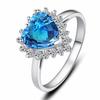 Foreign Trade Ring Ocean Heart -Shaped Micro -Setting Ring Titanic Open Adjustable Heart -Shaped Blue Crystal Ring