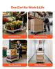 Foldable Push Cart Dolly, 299.37 kg Capacity, Folding Platform Truck with Swivel Wheels, Moving Platform Hand Truck Flatbed Cart, Space Saving Push