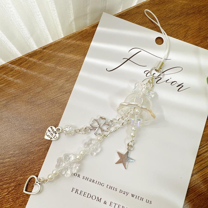 Милые подвески для телефона, модные медузы, четырехлистный клевер, цепочка-брелок для мобильного телефона, шнурок, подвеска для украшения сумки, цепочка для книги для карточек