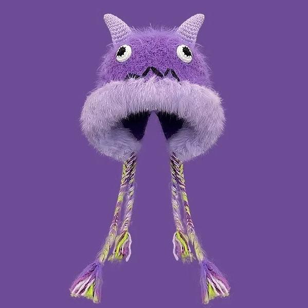 Осенне-зимняя плюшевая шапка-маленький монстрик, женская, забавная, милая, шерстяная шапка, маленькое животное, теплая, с защитой ушей, вязаная шапка Лей Фэн