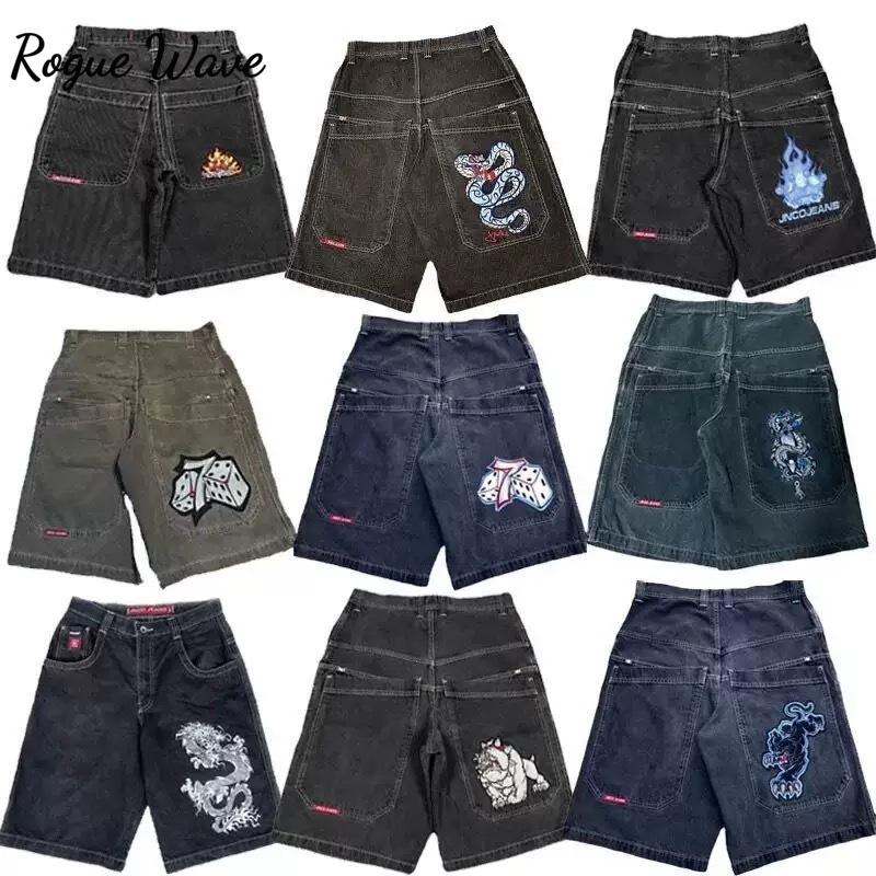 RogueWave Мешковатые шорты Готические Американские с карманным принтом Джинсовые спортивные шорты 2000-х годов Винтажная уличная одежда Хип-хоп Баскетбольные шорты
