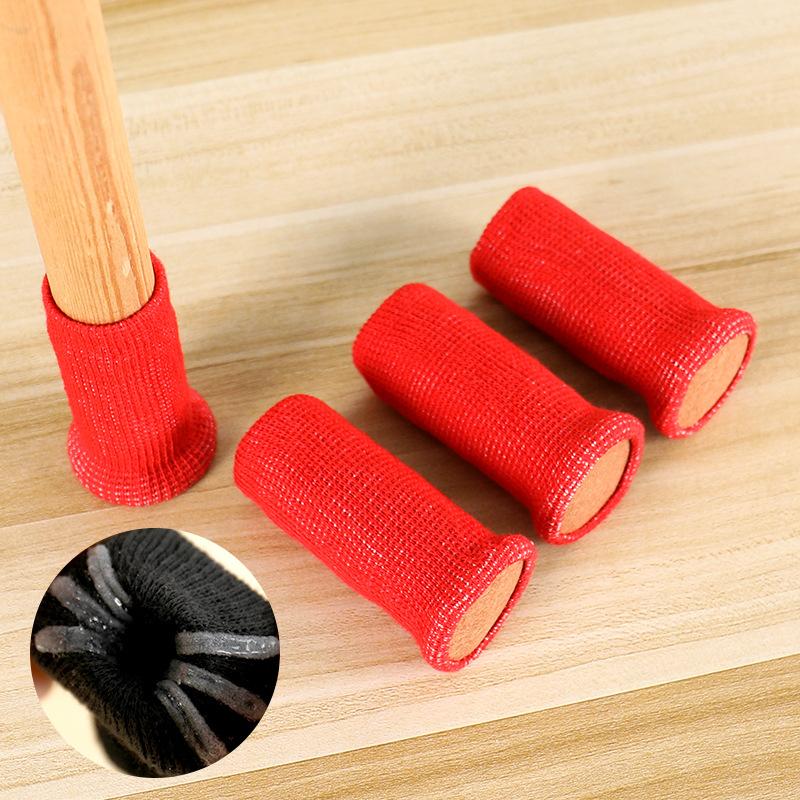 4 Pcs/set Knitted Silent Furniture Legs Socks High Elastic Feet Socks Floor Protectors with Anti-Slip Pads Thick Chair Feet Cover