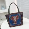 The Elephant Embroidery Double-sided Hand Shoulder Bag Is Versatile with Jacquard Patterns
