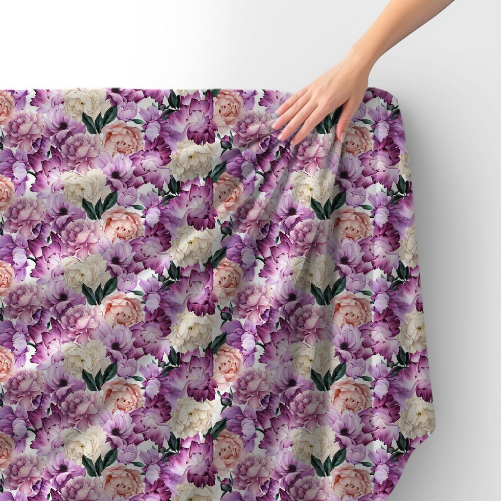 Royal Samt Stoff Polyester Zum Nähen - Motiv Pfingstrosen