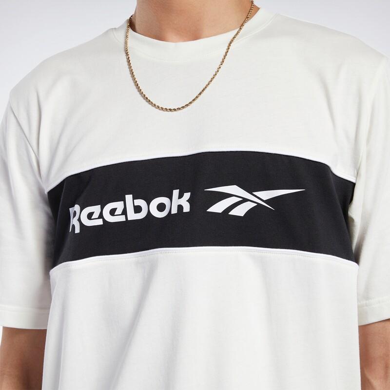 Reebok Повседневная ретро футболка с принтом букв, короткий рукав, мужские топы, цвет вне белого, черный FK2716