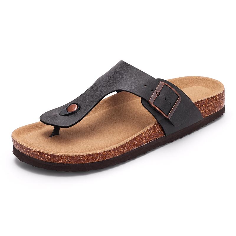 Fashion Comwarm Summer Women's Flat Sandals Gradient Cork Slippers Fashion Cork Flip Flops Women Outdoor Beach Shoes With Double Buckle