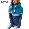 Autumn And Winter Women's Hoodie Solid Color Stitching Casual High Collar Hooded Sweatshirt Women's Tops