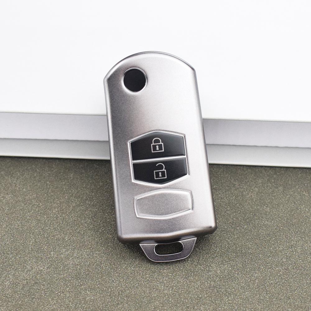 Gun Grey Shell Fob Bag Keyless Protector 2 3 Buttons for Mazda 3 5 6 Series M6 RX8 MX5 TPU Car Flip Key Case Cover Accessories