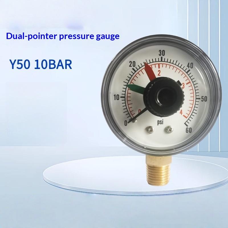 Двухшкальный манометр Y50 0-60 PSI для воздуха, воды, масла. Прочный и точный