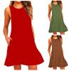 Women Casual Pockets Sleeveless Above Knee Dress Loose Party Dress
