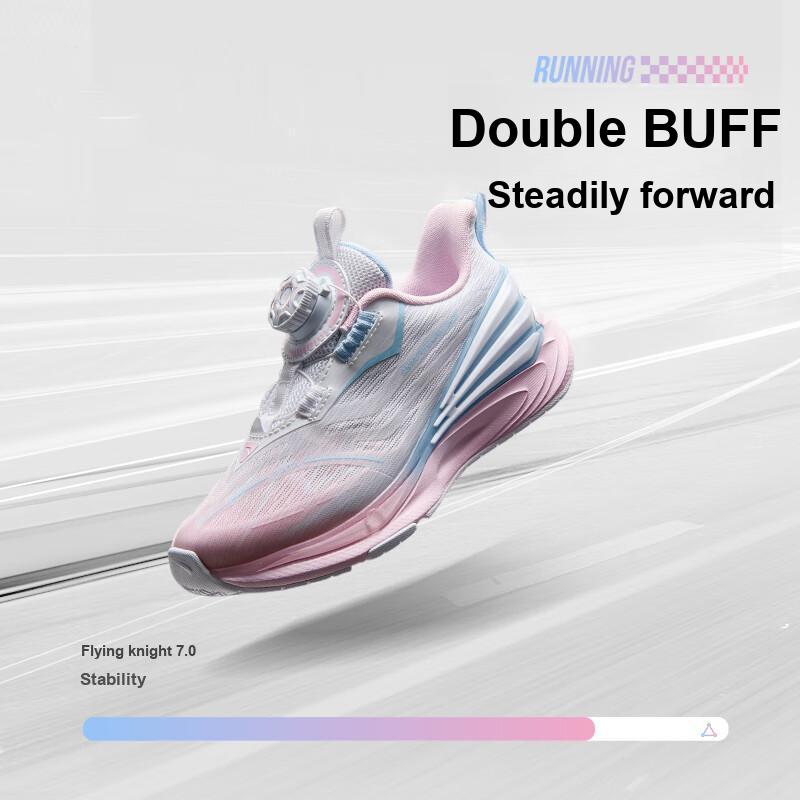 Anta Кроссовки для бега Kids Fly Knight 7.0, удобные, нескользящие, прочные, с низким верхом, детские, белые, розовые 322439961-1