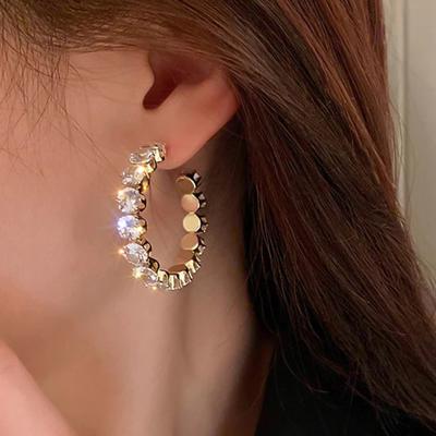 Женские серьги-кольца с кубическим цирконием Металлизированный золотой цвет Серьги-кольца Современные Модные Стильные Женские Украшения Модные Украшения
